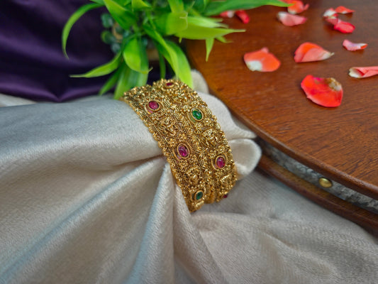 Antique gold Nakshi bangle with lakshmi Motif