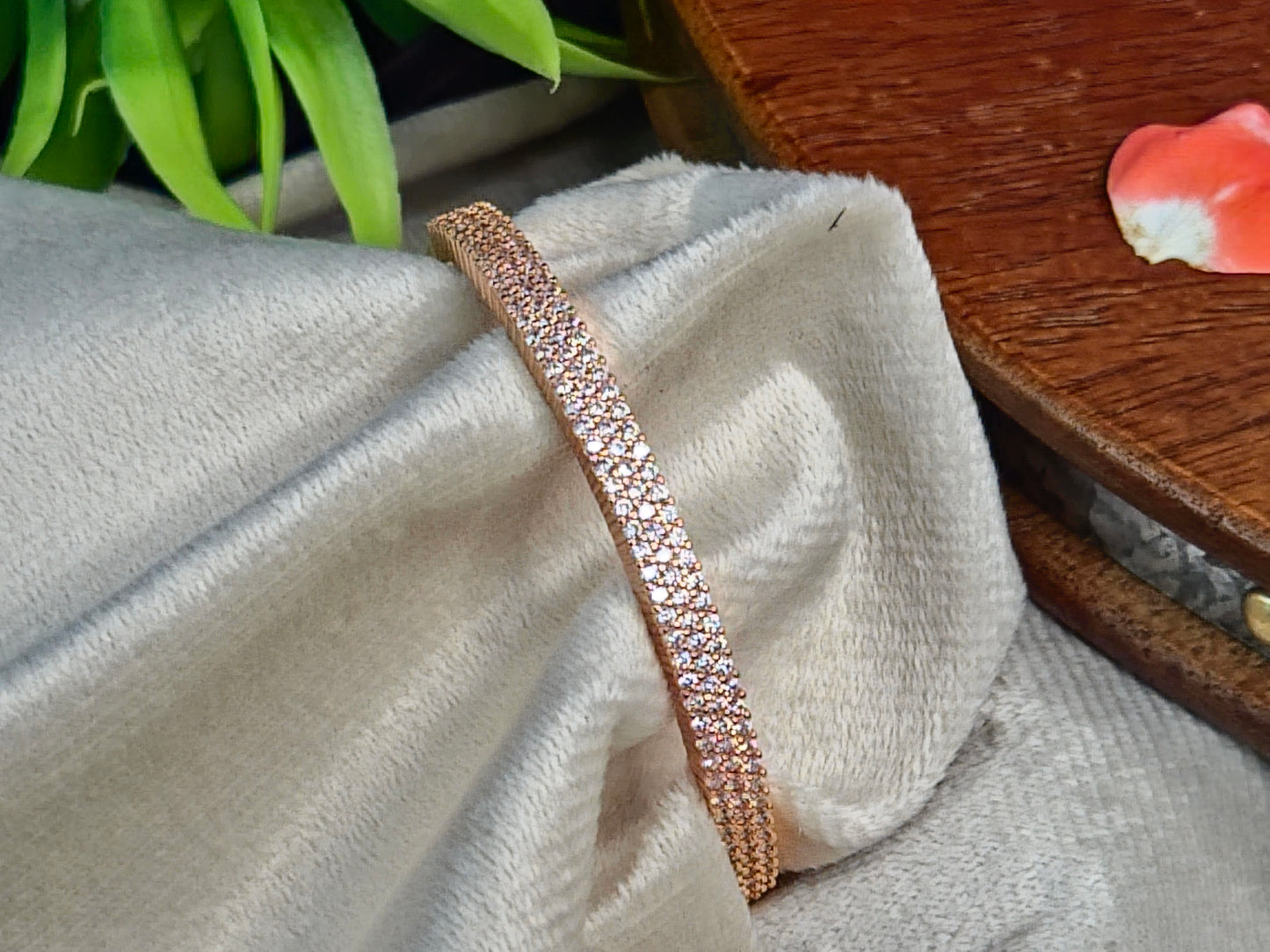 Rose Gold Full AD Stone Pave Kada Bangle