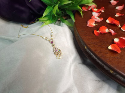 Floral Kundan Pearl Drop Pendant — Invisible Chain